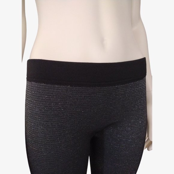 Under Control Black and Silver Metallic Shimmering Fleece Lined Leggings - Picture 8 of 11